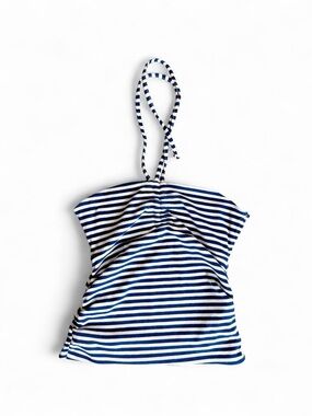 Free for all women’s halter top size M blue white stripped ribbed ruched